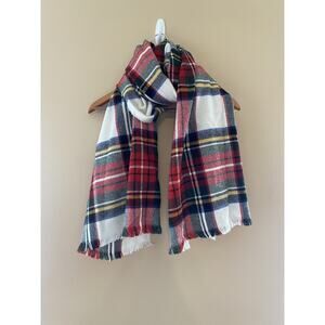 Maurices Scarf Red/Green/ White Colored Plaid 29”x 71”